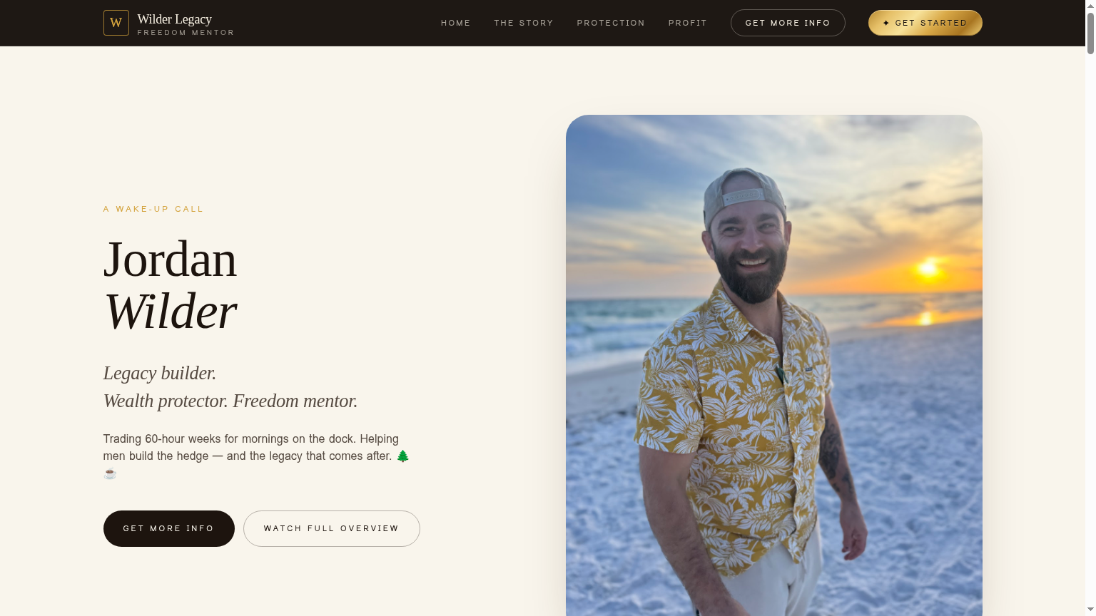 Preview of Jordan's site — included with team marketing materials
